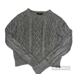 FOREVER21 Gray Knit Cropped Sweater US Size M